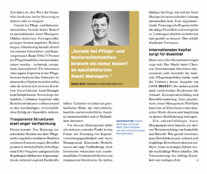 Asset Management für Pflegeimmobilien: Unabhängigkeit als Erfolgsfaktor